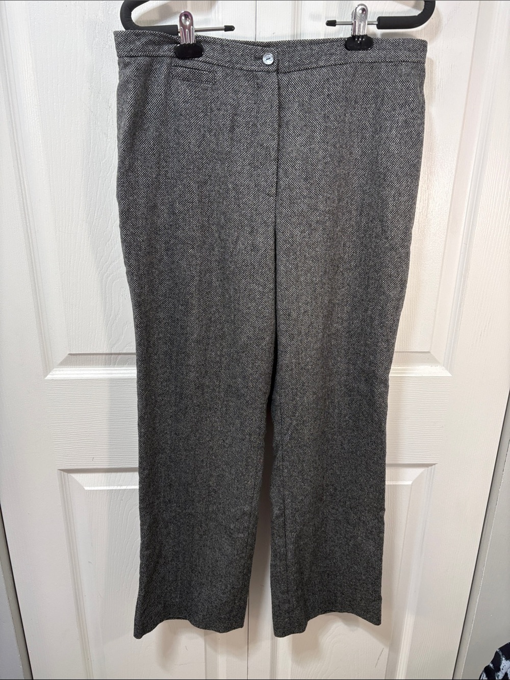 Devernois Wool Blend Grey Tweed Straight Leg Dress Pants French Chic - Picture 2 of 6